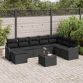 Gartensofa-set 9 pcs Schwarz Poly-Rattan
