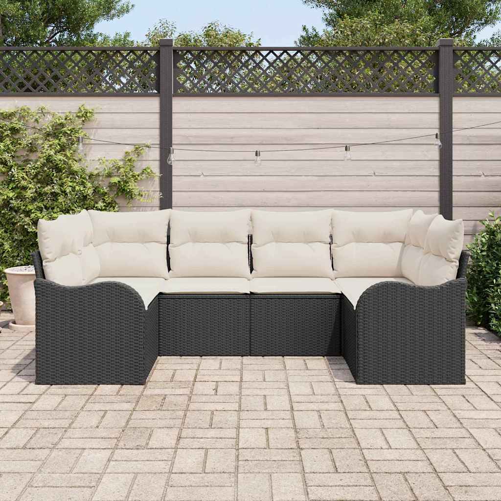 Gartensofa-set Schwarz Poly-Rattan