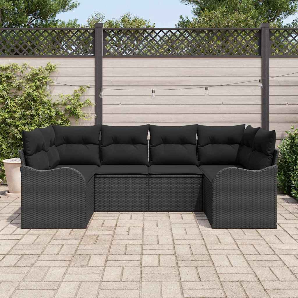 Gartensofa-set Schwarz Poly-Rattan