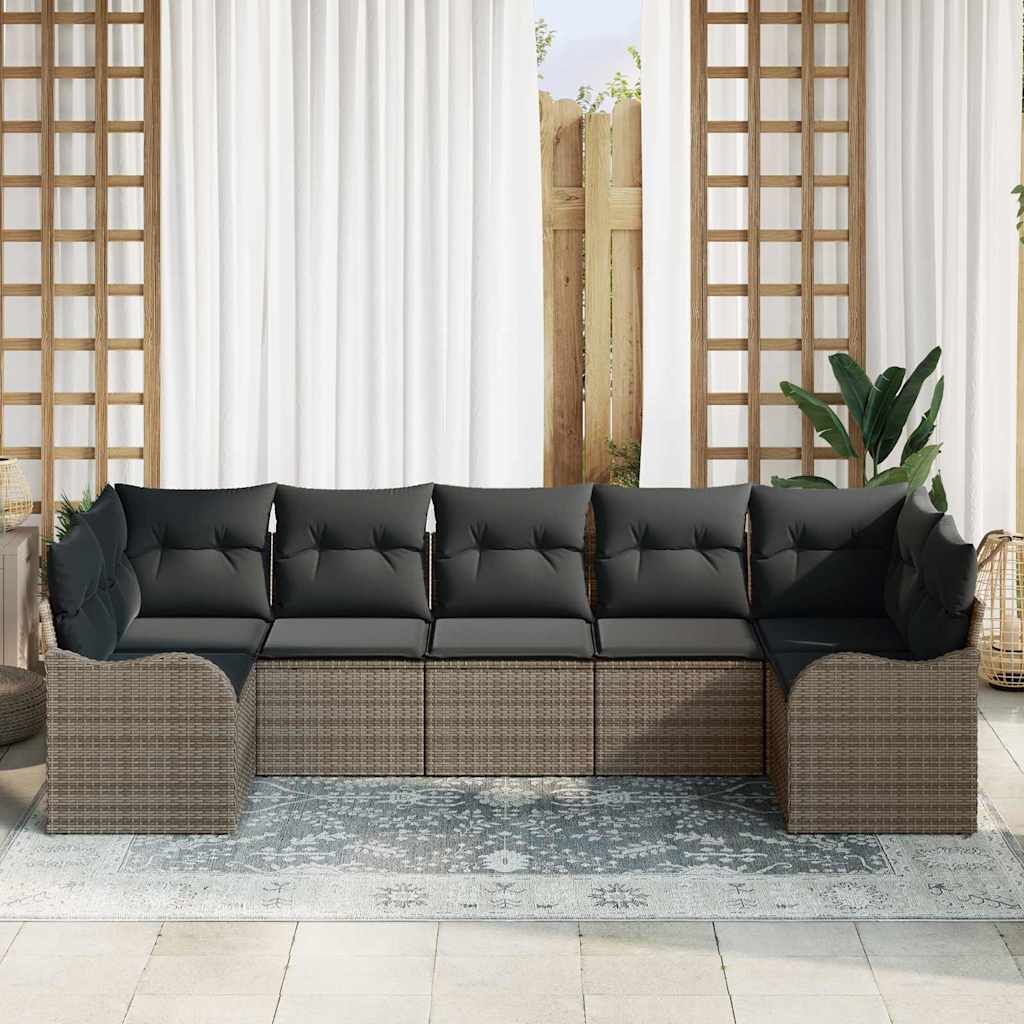 Gartensofa-set Grau Poly-Rattan