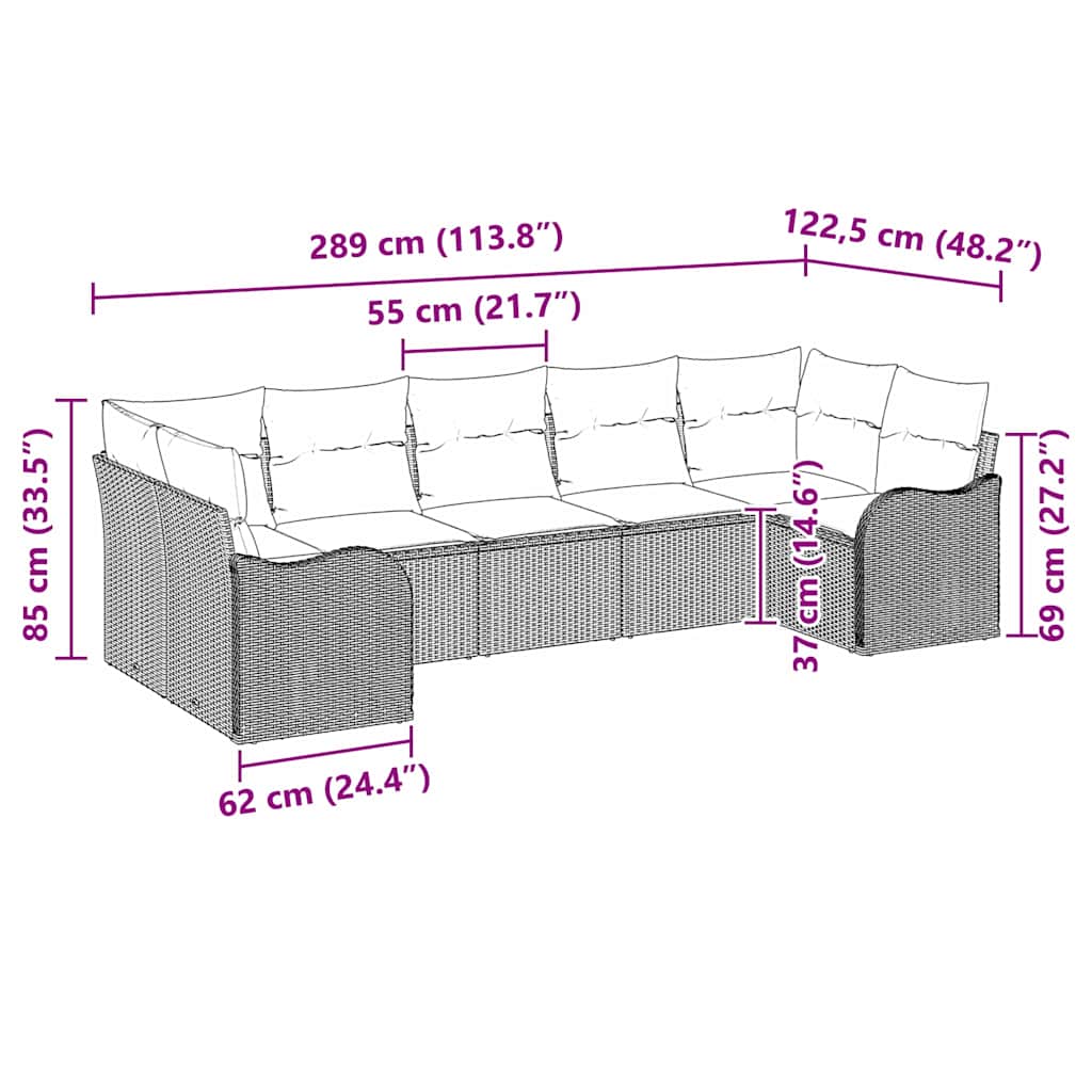 Gartensofa-set Grau Poly-Rattan