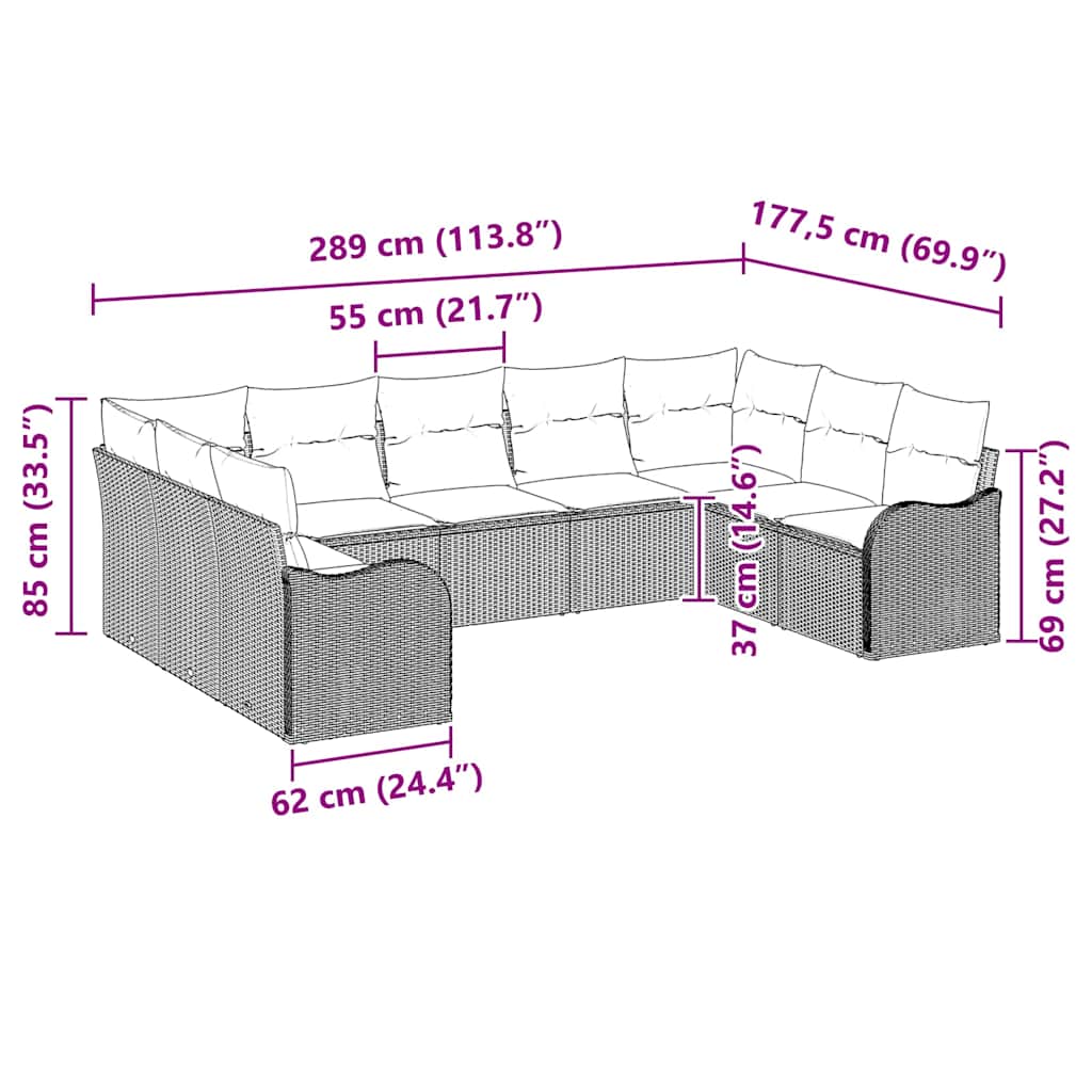 Gartensofa-set Braun Poly-Rattan