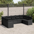 Gartensofa-set Schwarz Poly-Rattan