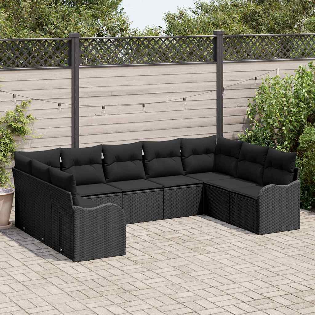 Gartensofa-set Schwarz Poly-Rattan