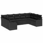 Gartensofa-set Schwarz Poly-Rattan