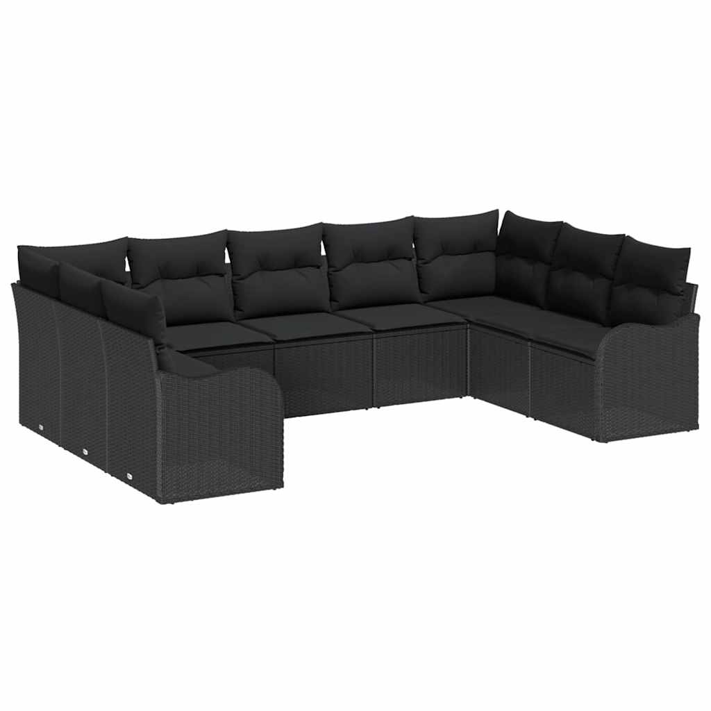 Gartensofa-set Schwarz Poly-Rattan