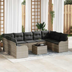 Gartensofa-set 10 pcs Hellgrau Poly-Rattan