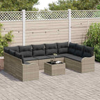 Gartensofa-set 10 pcs Hellgrau Poly-Rattan