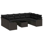 Gartensofa-set Schwarz Poly-Rattan