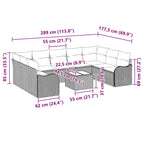 Gartensofa-set Schwarz Poly-Rattan