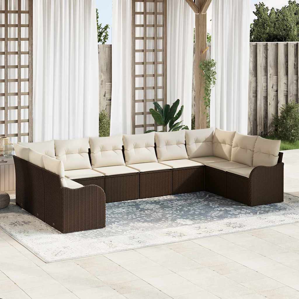 Gartensofa-set Braun 344 x 177,5 x 85 cm Poly-Rattan