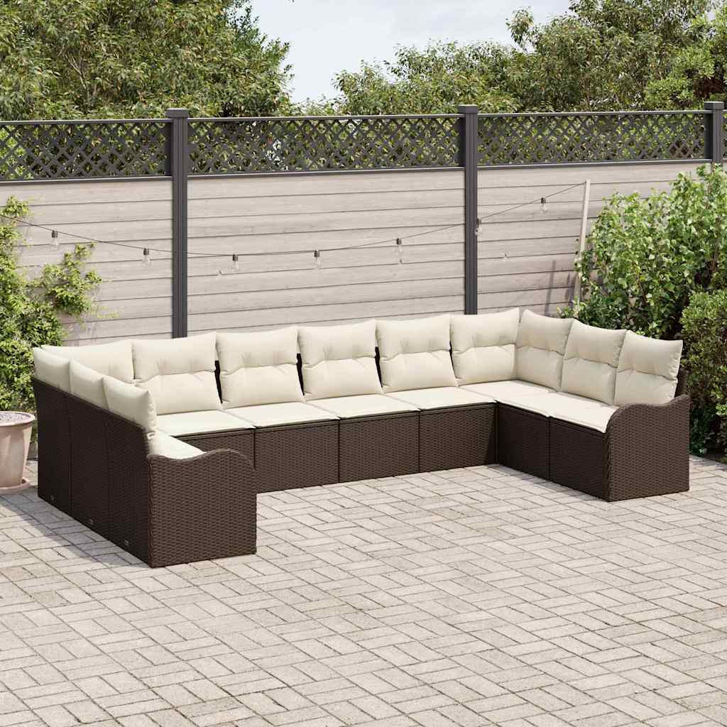 Gartensofa-set Braun 344 x 177,5 x 85 cm Poly-Rattan