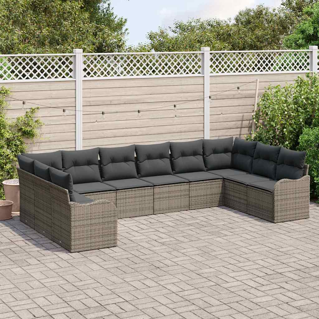 Gartensofa-set Grau 344 x 177,5 x 85 cm Poly-Rattan