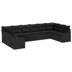 Gartensofa-set 10 pcs Schwarz Poly-Rattan