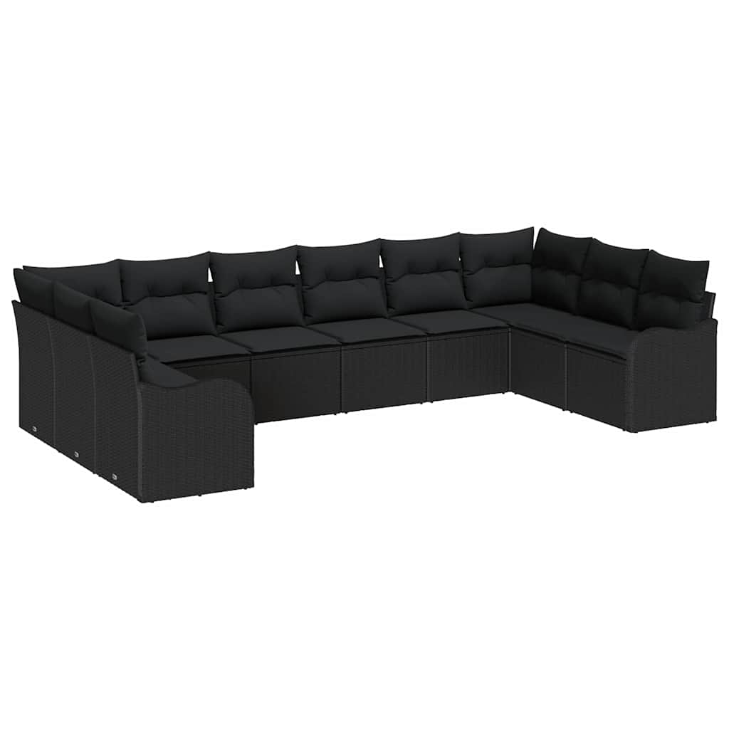 Gartensofa-set 10 pcs Schwarz Poly-Rattan