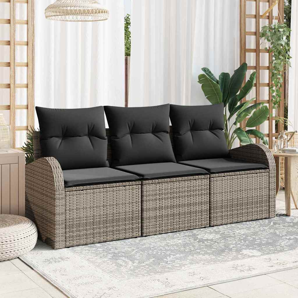 Gartensofa-set Grau Poly-Rattan