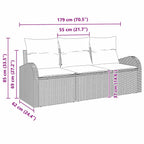 Gartensofa-set Grau Poly-Rattan