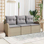 Gartensofa-set Beige Poly-Rattan