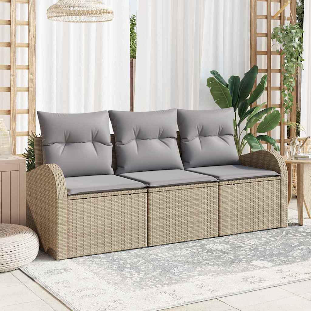 Gartensofa-set Beige Poly-Rattan