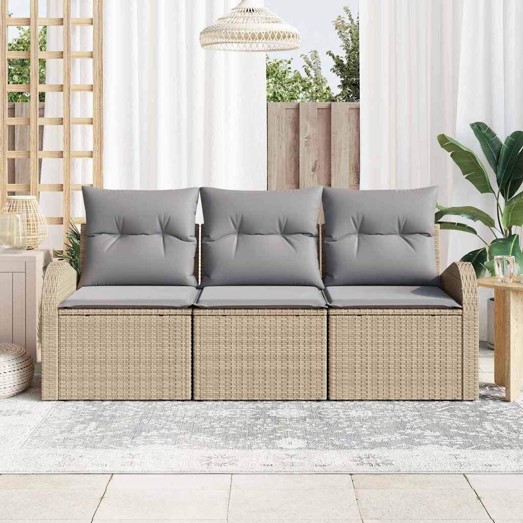 Gartensofa-set Beige Poly-Rattan