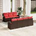 Sofa Set 8 pcs Braun und Rot Polyester