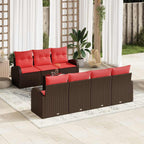 Sofa Set 8 pcs Braun und Rot Polyester