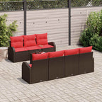 Sofa Set 8 pcs Braun und Rot Polyester