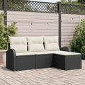 Gartensofa-set Schwarz Poly-Rattan