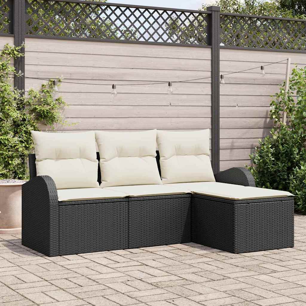 Gartensofa-set Schwarz Poly-Rattan