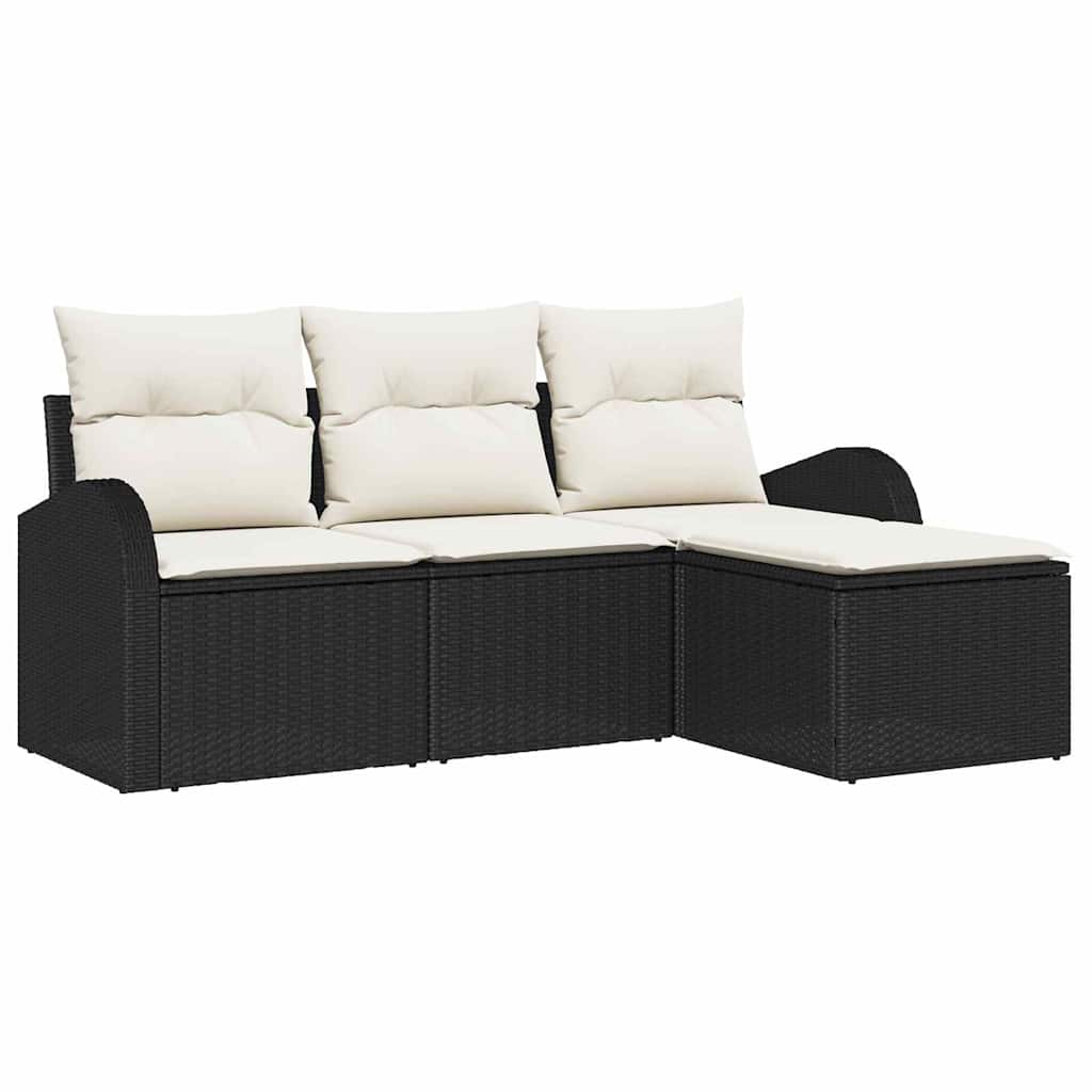 Gartensofa-set Schwarz Poly-Rattan