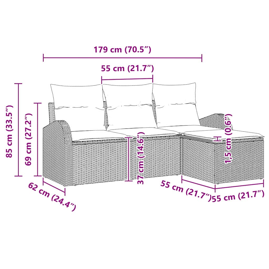 Gartensofa-set Braun Poly-Rattan