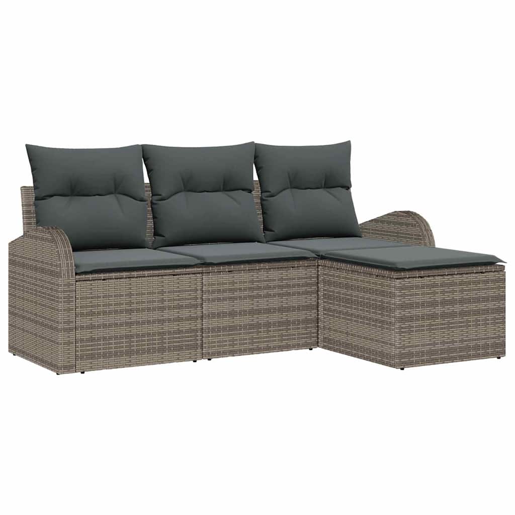 Gartensofa-set Grau Poly-Rattan