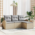 Gartensofa-set Beige Poly-Rattan