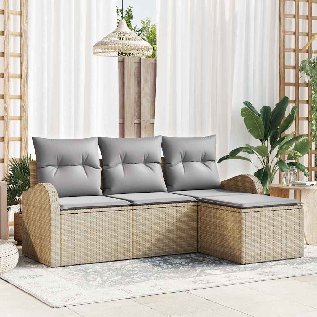 Gartensofa-set Beige Poly-Rattan