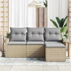 Gartensofa-set Beige Poly-Rattan