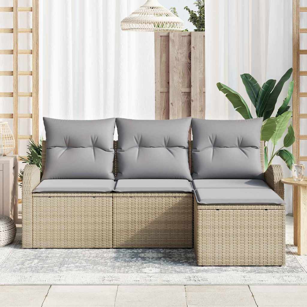 Gartensofa-set Beige Poly-Rattan