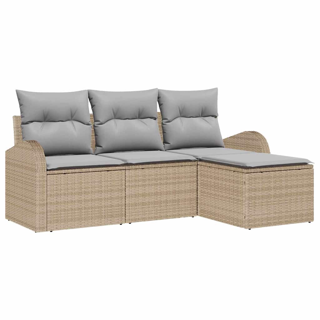 Gartensofa-set Beige Poly-Rattan