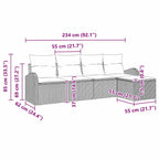 Gartensofa-set Grau Poly-Rattan