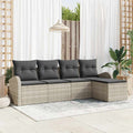 Gartensofa-set 5 pcs Hellgrau Poly-Rattan