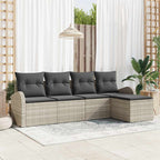 Gartensofa-set 5 pcs Hellgrau Poly-Rattan