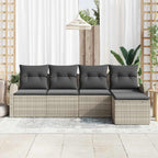 Gartensofa-set 5 pcs Hellgrau Poly-Rattan
