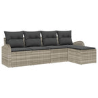 Gartensofa-set 5 pcs Hellgrau Poly-Rattan