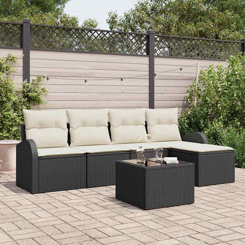 Gartensofa-set Schwarz Poly-Rattan