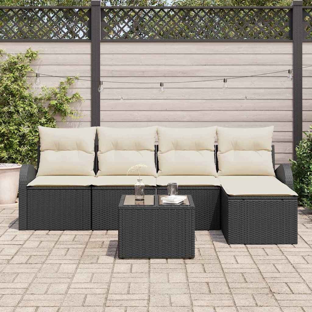 Gartensofa-set Schwarz Poly-Rattan
