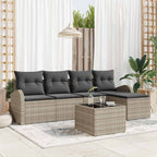 Gartensofa-set 6 pcs Hellgrau Poly-Rattan