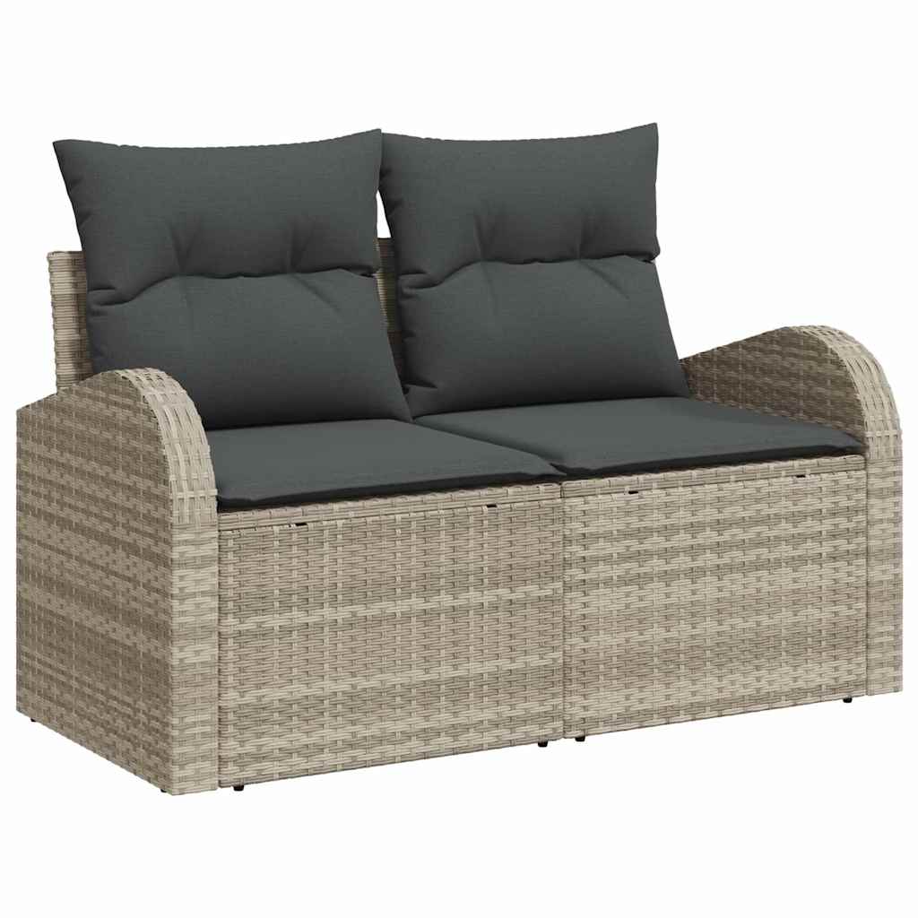 Gartensofa-set 6 pcs Hellgrau Poly-Rattan