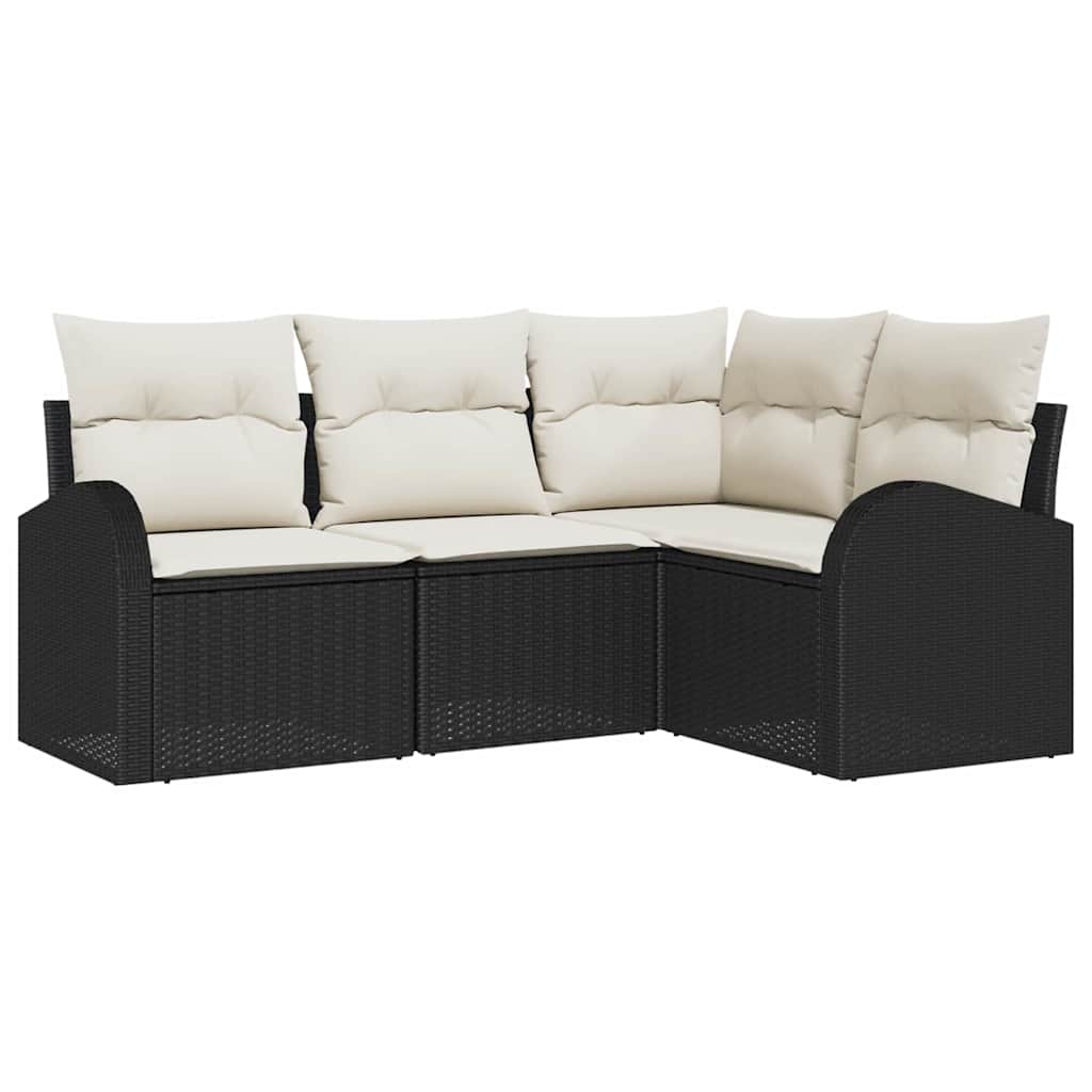 Gartensofa-set 4 pcs Schwarz Poly-Rattan