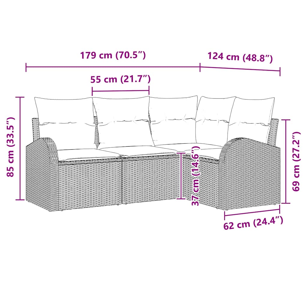 Gartensofa-set Braun Poly-Rattan