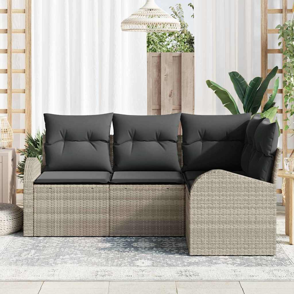 Gartensofa-set 4 pcs Hellgrau Poly-Rattan
