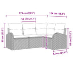 Gartensofa-set 4 pcs Schwarz Poly-Rattan